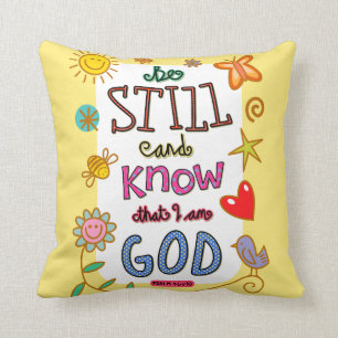 Christian Bible Verse Scripture Text Doodle Throw Pillow