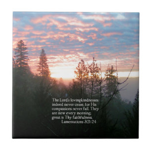 Christian Bible Verse Sunrise Landscape Tile