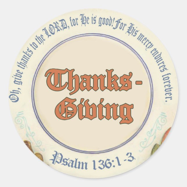 Christian Bible Verse Thanksgiving Classic Round Sticker (Front)