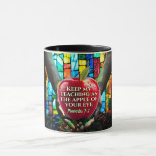 Christian Bible Verse With Apple Stain Glassed Mug