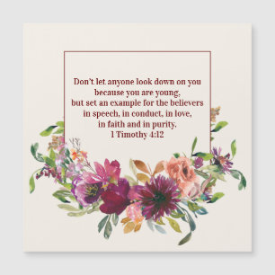 Christian Bible Verse Youth Burgundy Floral