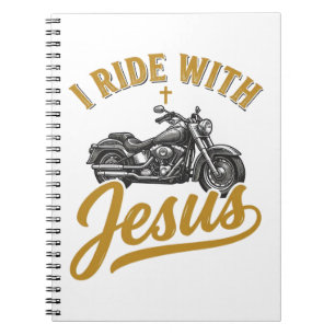 Christian Biker I Ride With Jesus Vintage Motorcyc Notebook