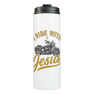 Christian Biker I Ride With Jesus Vintage Motorcyc Thermal Tumbler