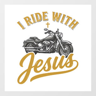 Christian Biker I Ride With Jesus Vintage Motorcyc Window Cling