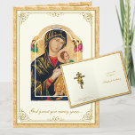 Christian Birthday Orthodox Byzantine Virgin Mary  Card<br><div class="desc">Featuring a beautiful traditional religious Christian image of  the Blessed Virgin Mary,  Our Mother of Perpetual Help..  Inside is a Byzantine Orthodox Cross with a bouquet of flowers overlaid.    All text and fonts may be modified to suit the occasion and recipient.</div>