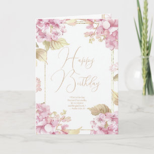 Christian Birthday Pink Floral Scripture Card