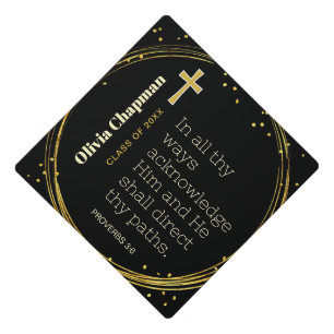 Christian Black Gold Scripture Tassel Topper