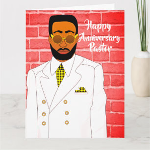 Christian Black Male Pastor's Anniversary Card