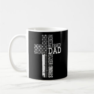 Christian Blessed Dad American Flag Religious Fath Coffee Mug