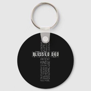 Christian Blessed Dad Cross Fathers Day  Keychain