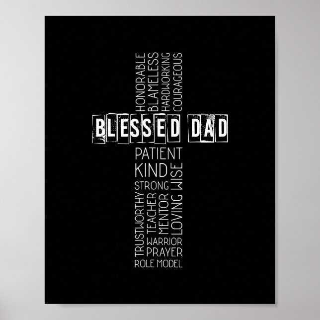 Christian Blessed Dad Cross Fathers Day  Poster (Front)