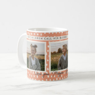 Christian Blessed Mom Photo Collage Keepsake Peach Coffee Mug