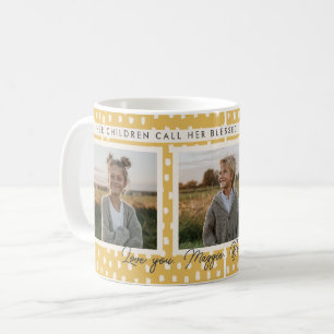 Christian Blessed Mom Photo Keepsake Verse Yellow Coffee Mug