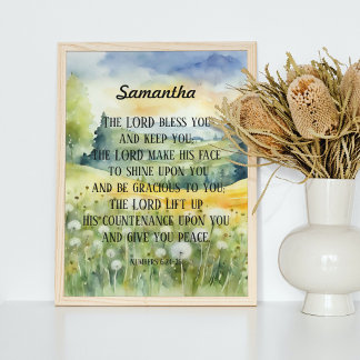 Christian Blessing Scripture Watercolor Nature Poster
