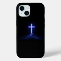Christian Blue Cross in the Mist