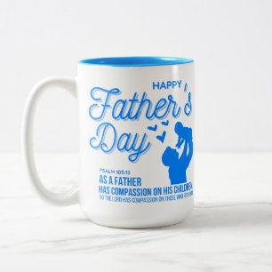 Christian Blue Father's Day Psalm 103:13 Bible Two-Tone Coffee Mug