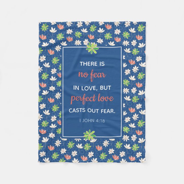 Christian Blue Floral Fleece Blanket (Front)