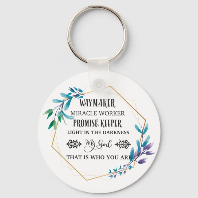 Christian Blue Floral Wreath   Keychain (Front)