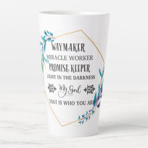 Christian Blue Floral Wreath Latte Mug