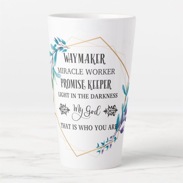 Christian Blue Floral Wreath   Latte Mug (Front)
