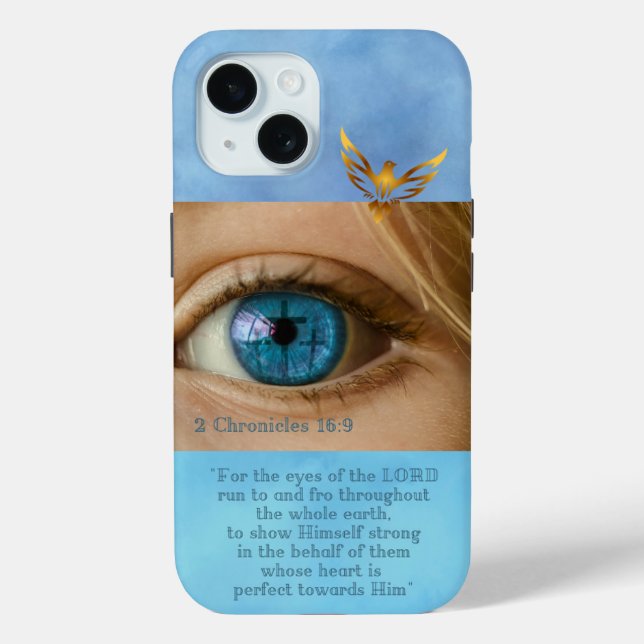 Christian Blue Sky  Eye with Crosses Gold Dove Case-Mate iPhone Case (Back)