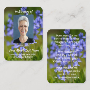 Christian Bluebell Flowers Memorial Keepsake  Business Card