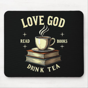 Christian Bookworm Love God Read Books Drink Tea Mouse Pad