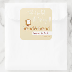Christian Bread Logo   Bakery Cafe Fellowship Square Sticker
