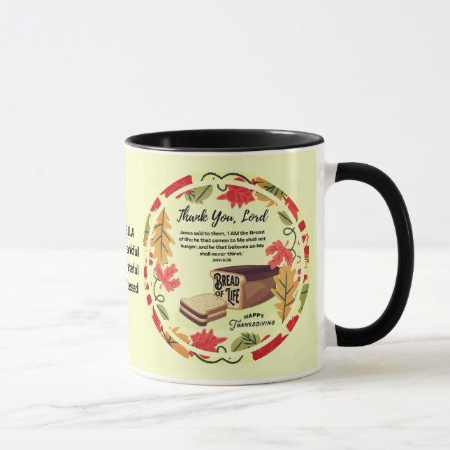 Christian BREAD OF LIFE Happy Thanksgiving Mug (Right)