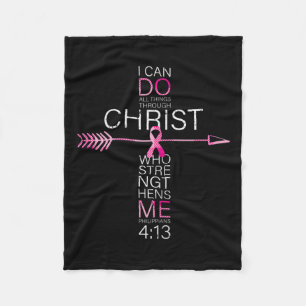 Christian Breast Cancer Cross Religious Bible Vers Fleece Blanket