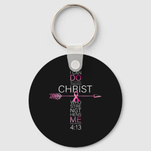 Christian Breast Cancer Cross Religious Bible Vers Keychain