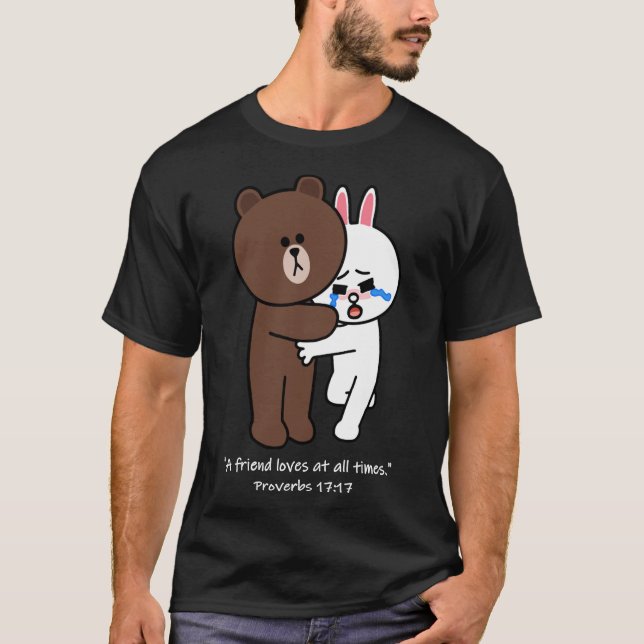 Christian Brown Bear Bunny Cony Rabbit A Friend Lo T-Shirt (Front)