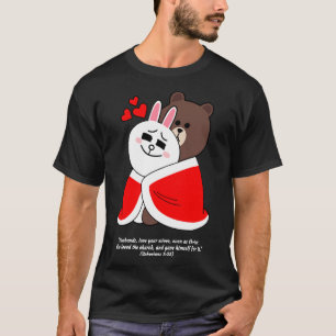Christian Brown Bear Cony Bunny Rabbit Husband Wif T-Shirt