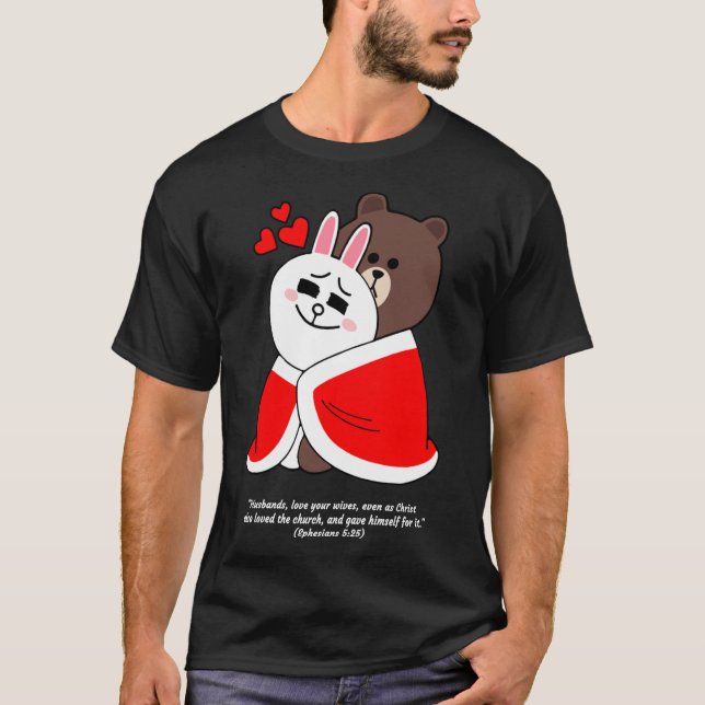 Christian Brown Bear Cony Bunny Rabbit Husband Wif T-Shirt (Front)