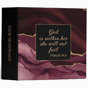 Christian Burgundy Black Gold Marble  Binder