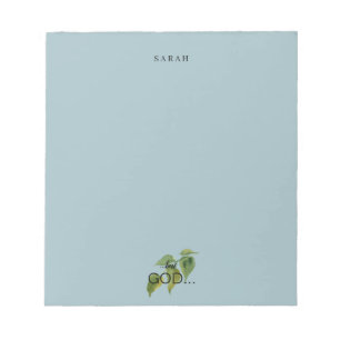 Christian But GOD Foliage Custom Name Dusty Blue Notepad