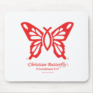 "Christian Butterfly" Mouse Pad Red Logo