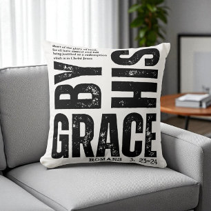 Christian - By Grace Custom Bible Verse Throw Pillow