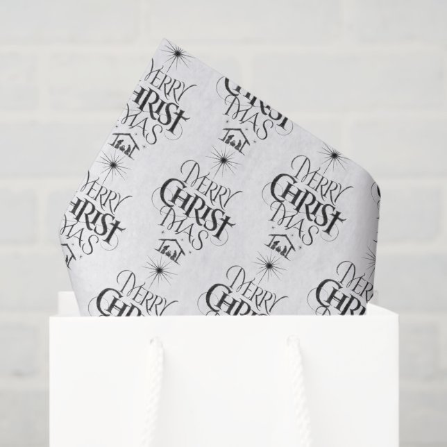 Christian Callirgaphy Merry Christmas Jesus Chalk Tissue Paper (Gift Bag)