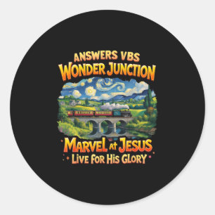 Christian Camp Vbs 2025 Wonder His Glory Junction Classic Round Sticker