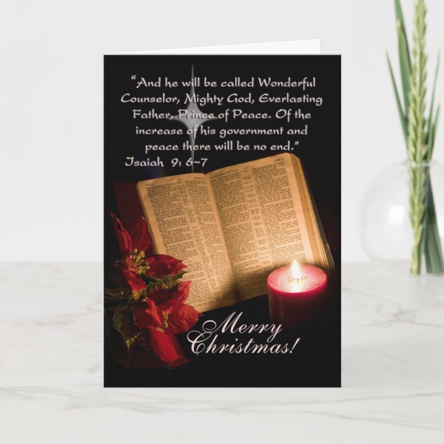 Christian Candlelight Merry Christmas Holiday Card (Front)