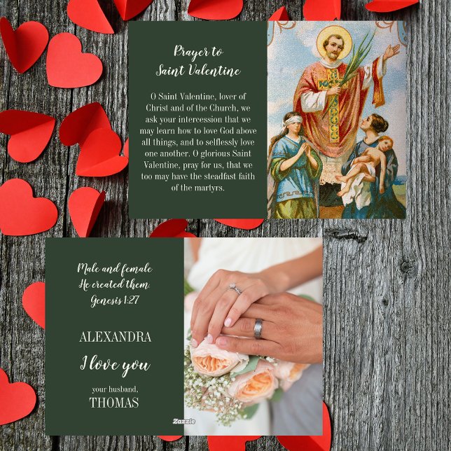 Christian Catholic Wife Husband Valentine's Day Holiday Card (Religious Christian Catholic Wife Husband Couple Saint Valentine Prayer Valentine's Day Holiday Card)