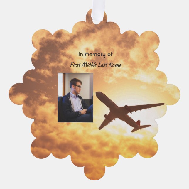 Christian Celebration Life Keepsake Airplane Pilot Ornament Card (Front)