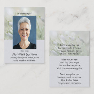 Christian Celebration of Life  Snowdrop Flowers Business Card