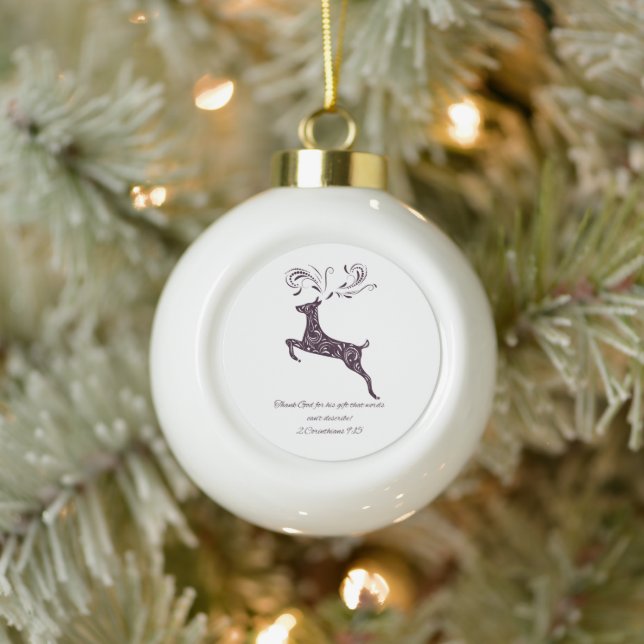 Christian Ceramic Ball Ornament with Bible Verse (Tree)