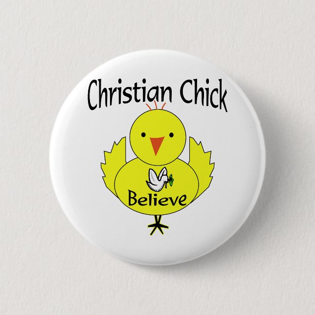 Christian chick 2 inch round button (Front)