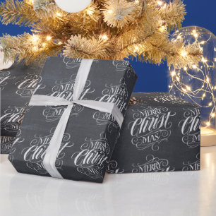 Christian Christ Christmas Real Chalk Lettering Wrapping Paper