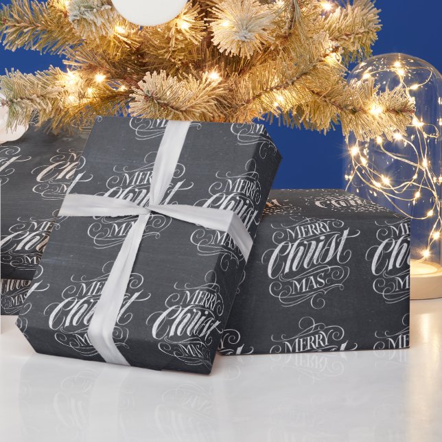 Christian Christ Christmas Real Chalk Lettering Wrapping Paper (Holidays)
