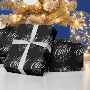 Christian Christ Merry Christmas Chalk Calligraphy Wrapping Paper