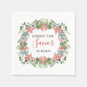 Christian Christ the Saviour is Born Christmas Napkin